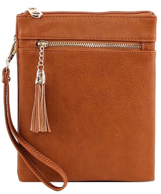 Fashion Crossbody/Messenger Bag with Tassel AD2584 TAN